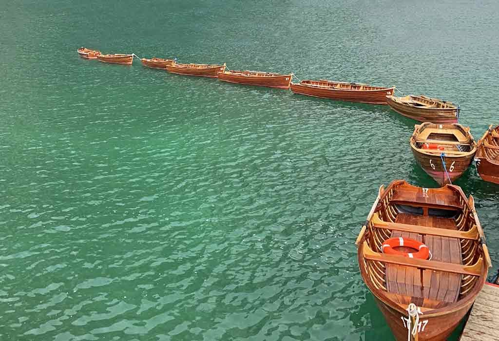 lake with boats docked