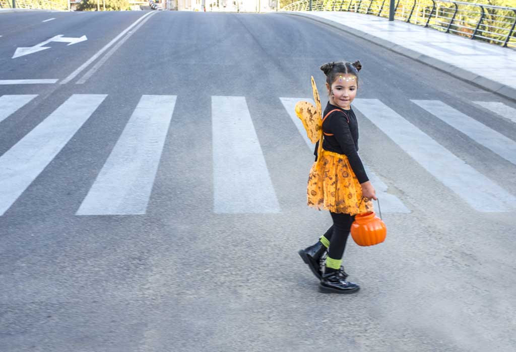 Girl Safely Walking On Road