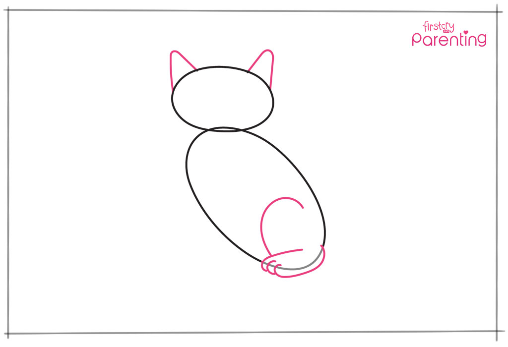 2. Draw the Cat’s Hind Leg and Ears