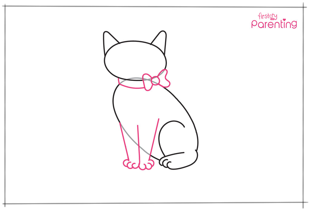 Draw the Cat’s Forelegs and Bow